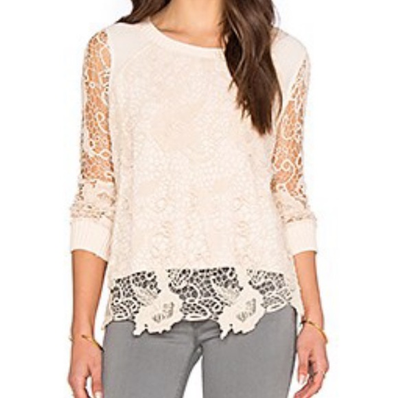 Free people crochet lace top with split back - Picture 2 of 13